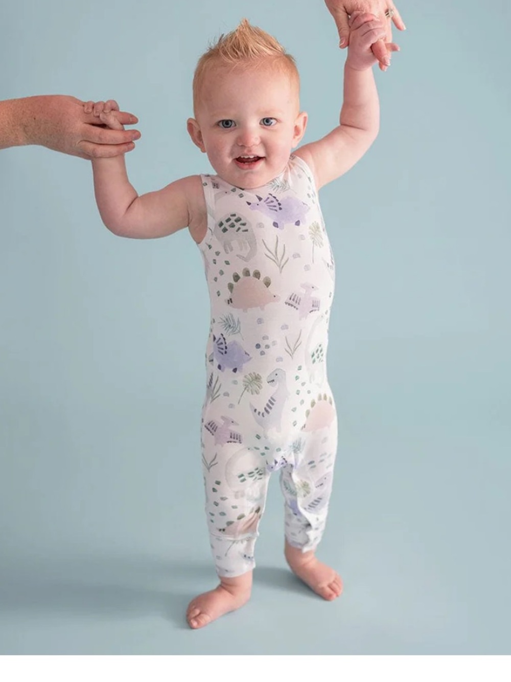 Posh Peanut Milo Pastel Dinosaur Print Sleeveless Romper 18 months